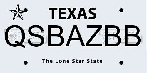 QSBAZBB Texas License Plate