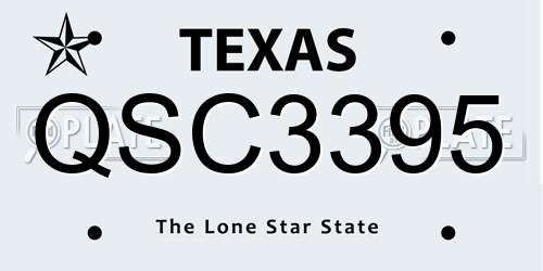 QSC3395 Texas License Plate