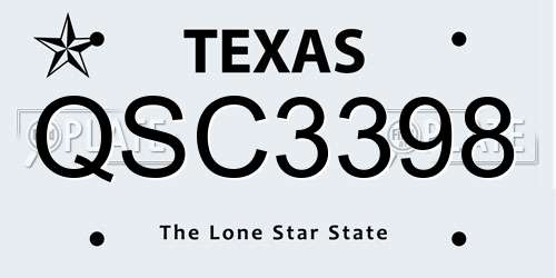QSC3398 Texas License Plate