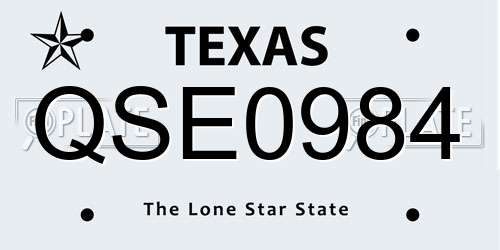 QSE0984 Texas License Plate