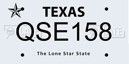 QSE158 Texas License Plate