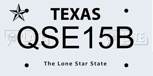 QSE15B Texas License Plate