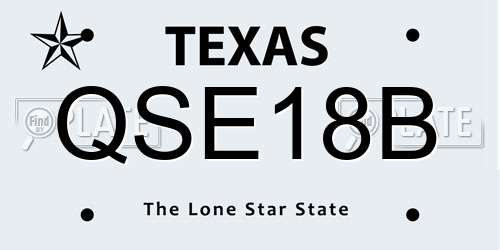 QSE18B Texas License Plate