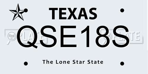 QSE18S Texas License Plate