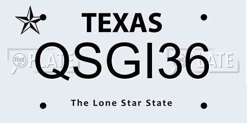 QSGI36 Texas License Plate