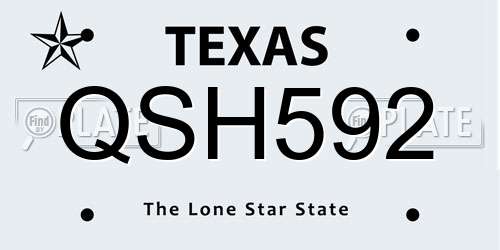 QSH592 Texas License Plate
