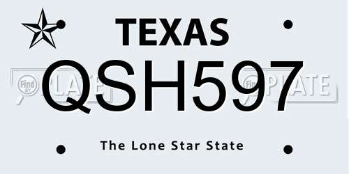 QSH597 Texas License Plate