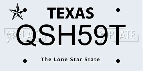 QSH59T Texas License Plate