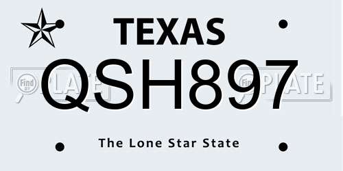QSH897 Texas License Plate