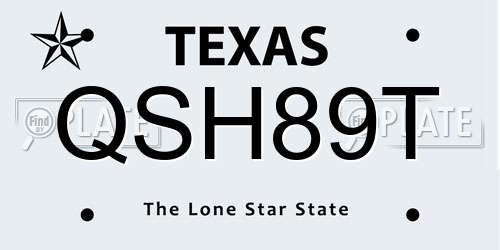 QSH89T Texas License Plate