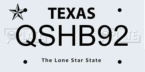 QSHB92 Texas License Plate