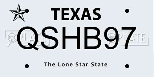 QSHB97 Texas License Plate