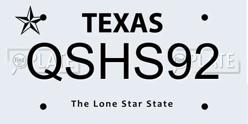 QSHS92 Texas License Plate