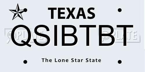 QSIBTBT Texas License Plate