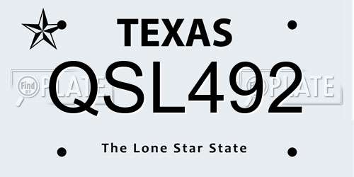 QSL492 Texas License Plate