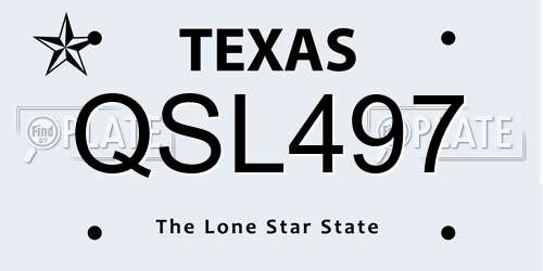 QSL497 Texas License Plate
