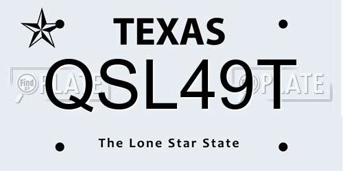 QSL49T Texas License Plate