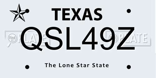 QSL49Z Texas License Plate
