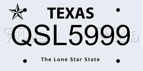 QSL5999 Texas License Plate