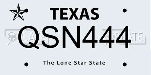 QSN444 Texas License Plate