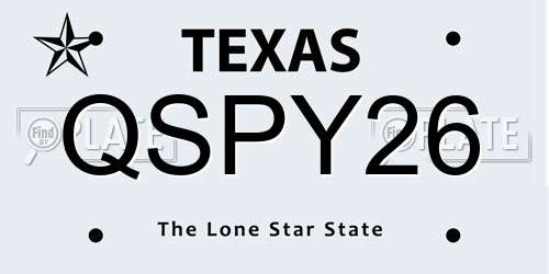 QSPY26 Texas License Plate