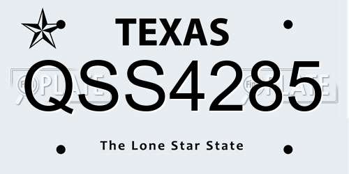 QSS4285 Texas License Plate