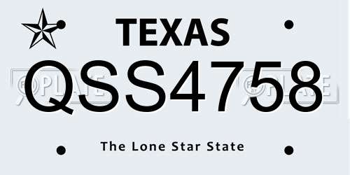 QSS4758 Texas License Plate