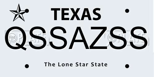 QSSAZSS Texas License Plate