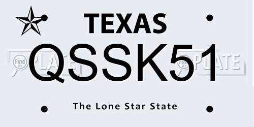 QSSK51 Texas License Plate