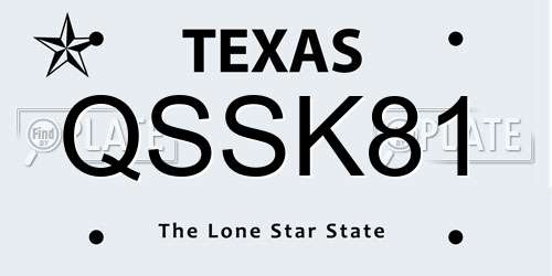 QSSK81 Texas License Plate