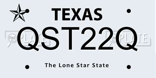 QST22Q Texas License Plate