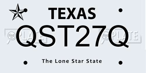 QST27Q Texas License Plate