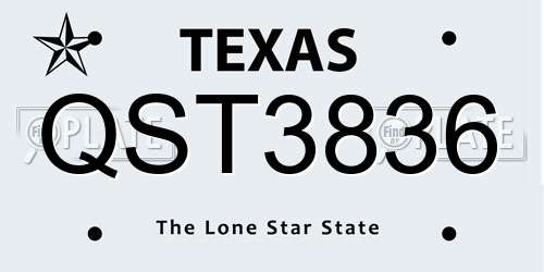 QST3836 Texas License Plate