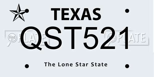 QST521 Texas License Plate