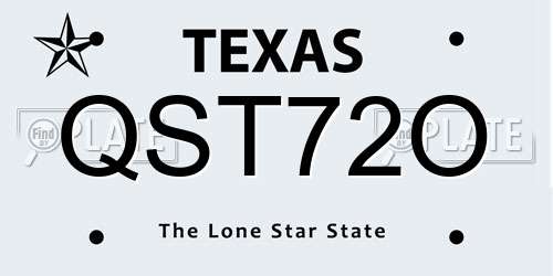 QST72O Texas License Plate