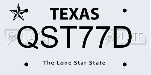 QST77D Texas License Plate