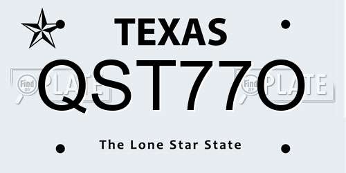 QST77O Texas License Plate