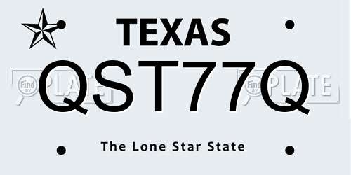 QST77Q Texas License Plate