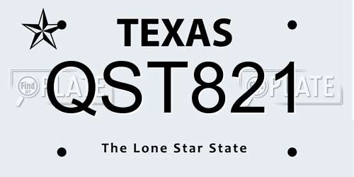 QST821 Texas License Plate