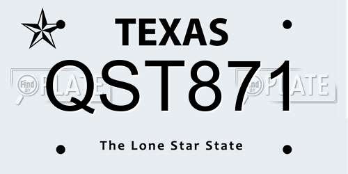 QST871 Texas License Plate