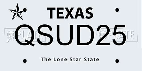 QSUD25 Texas License Plate