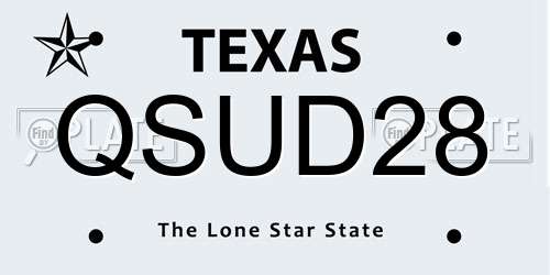 QSUD28 Texas License Plate