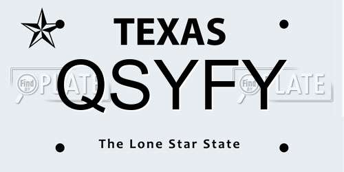 QSYFY Texas License Plate