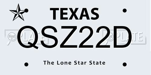 QSZ22D Texas License Plate