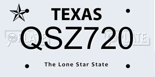 QSZ720 Texas License Plate