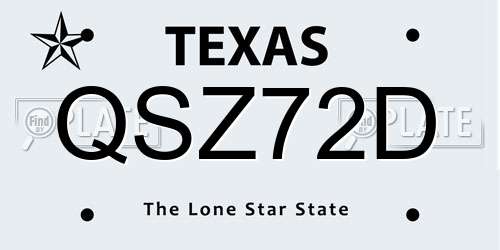 QSZ72D Texas License Plate
