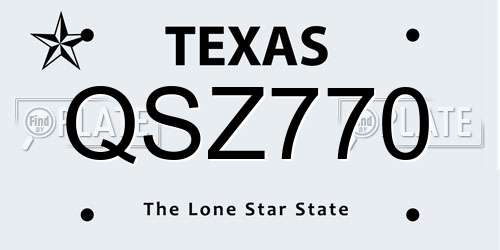 QSZ770 Texas License Plate