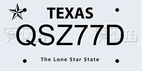 QSZ77D Texas License Plate