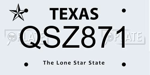 QSZ871 Texas License Plate