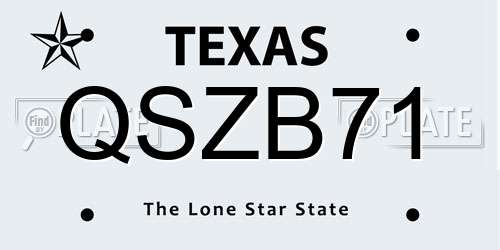 QSZB71 Texas License Plate